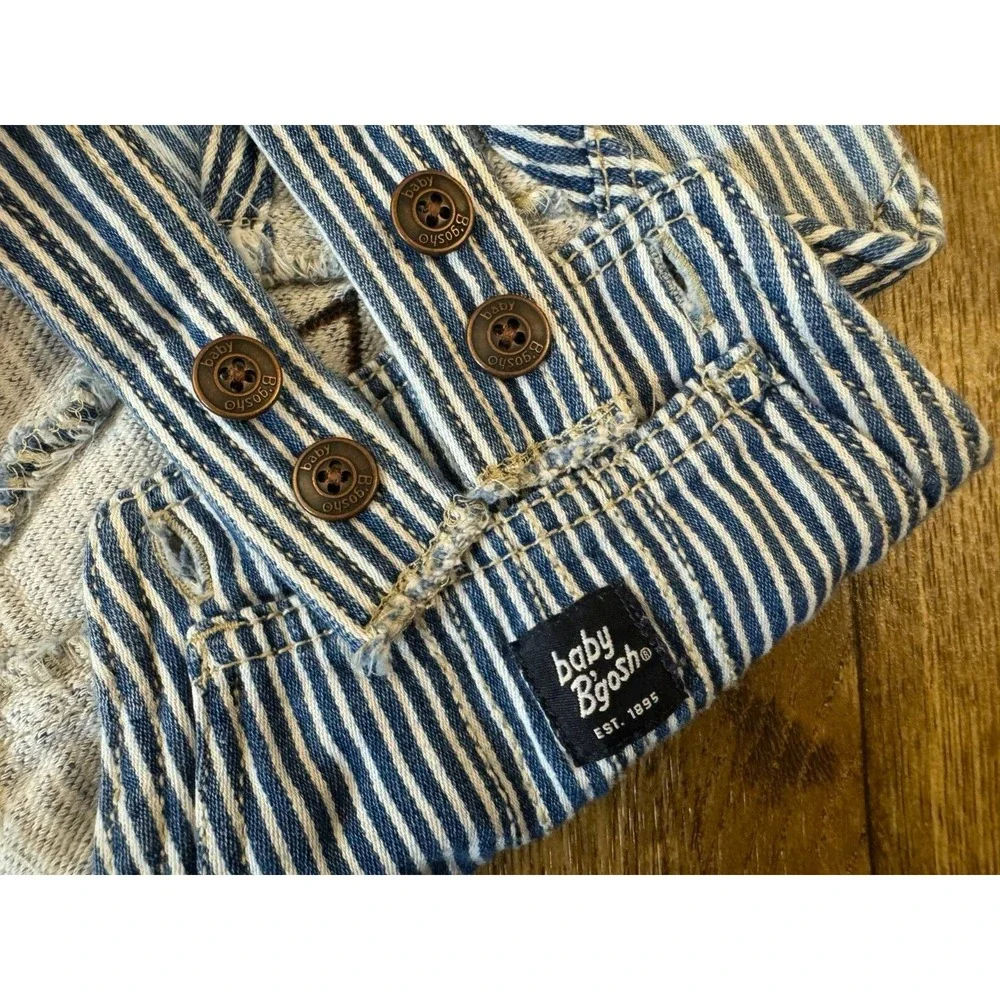 Oshkosh B'Gosh Overalls Baby 12‎ Months Blue Striped Soft Jogger Style Engineer